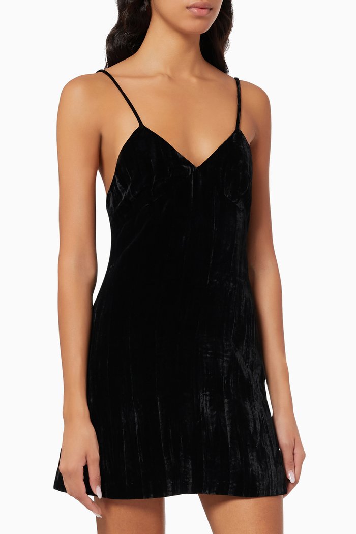 Sleeveless Dress in Velvet, Black