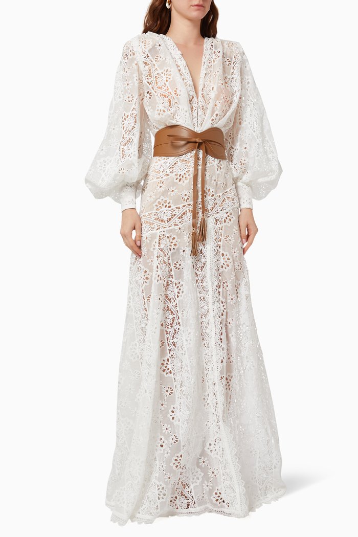 Adele Gown in Guipure Lace, White