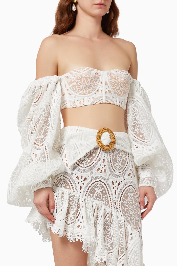 

Collette Bralette in Embroidered Mesh, White