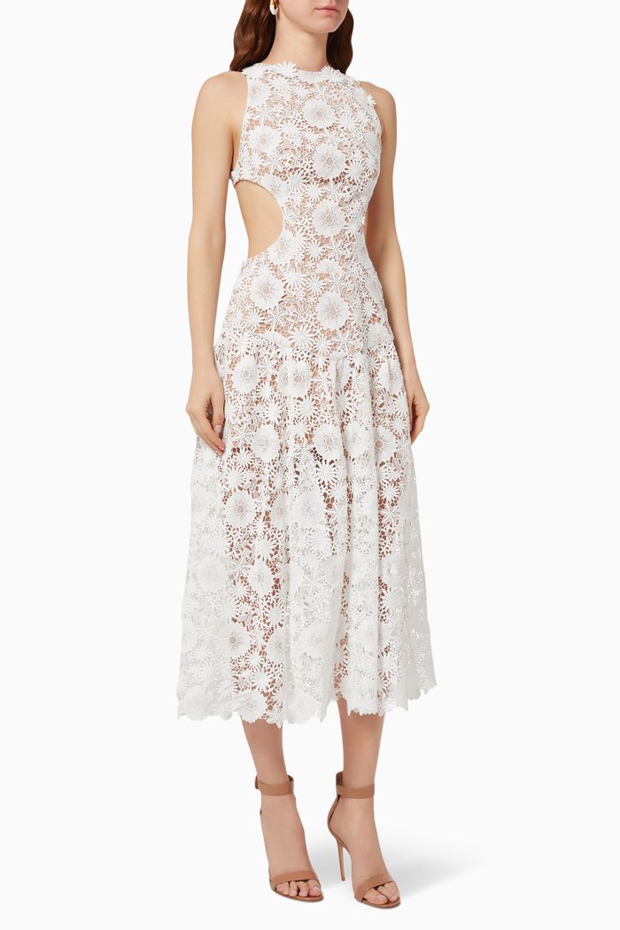 

Daisy Midi Dress in Crochet, White
