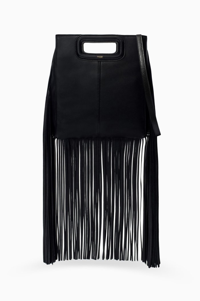 

Long Fringe M Bag in Leather, Black