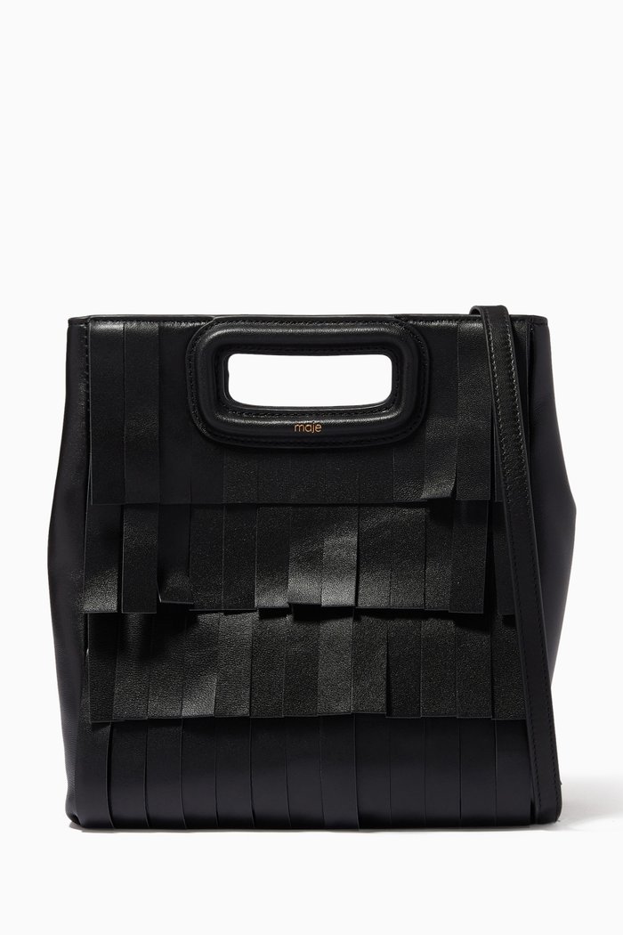 

Pinata City Bag in Fringed Leather, Black