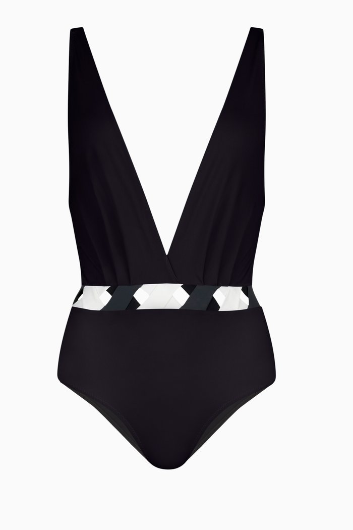 

Plunge One Piece Swimsuit, Black