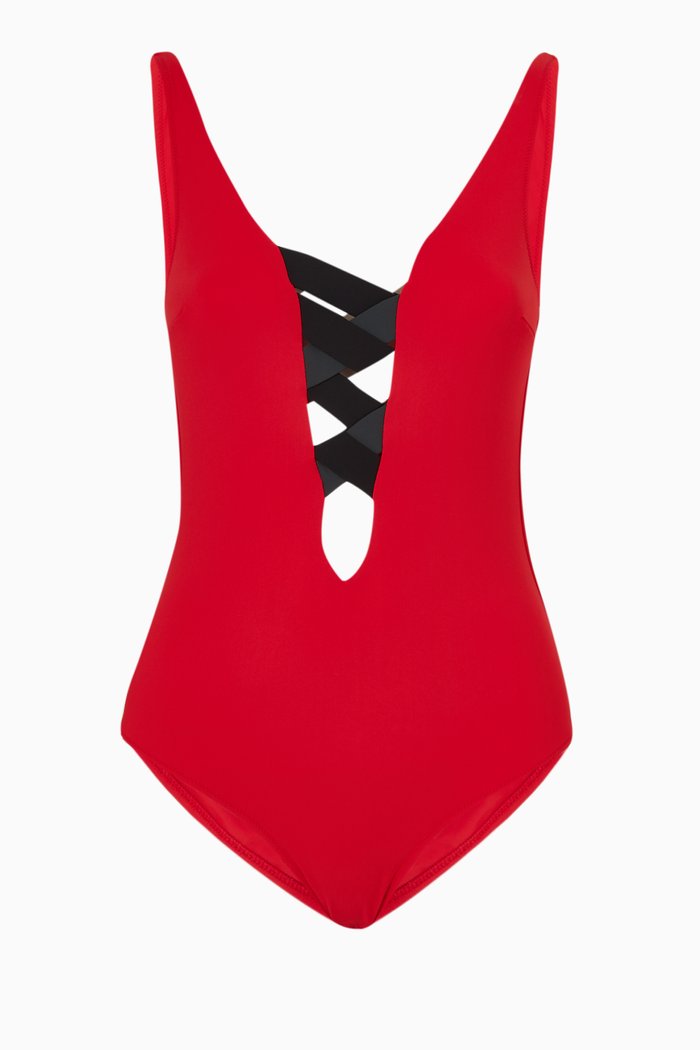 

St Martin Bandage One Piece Swimsuit, Red