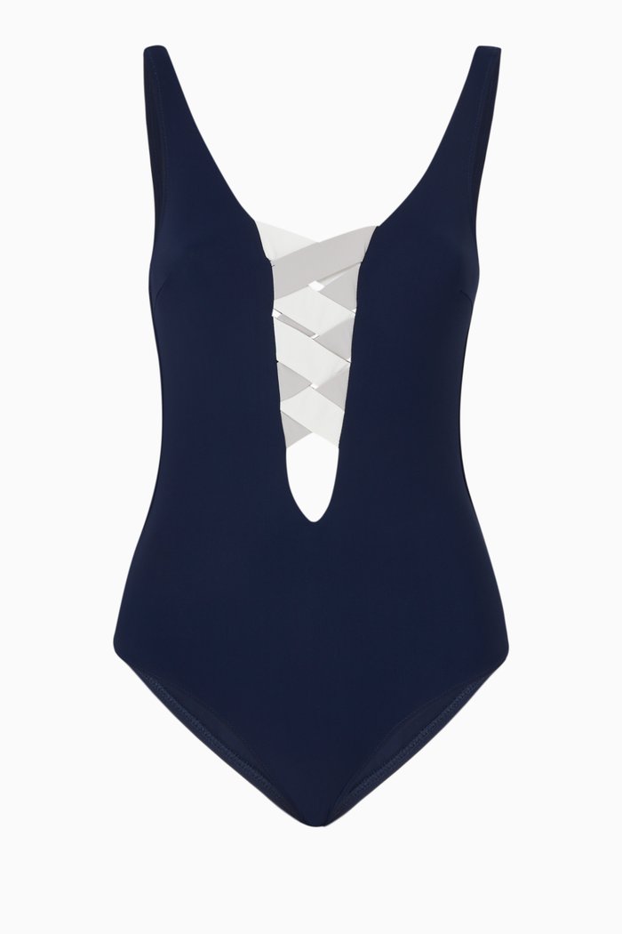 

St Martin Bandage One Piece Swimsuit, Blue