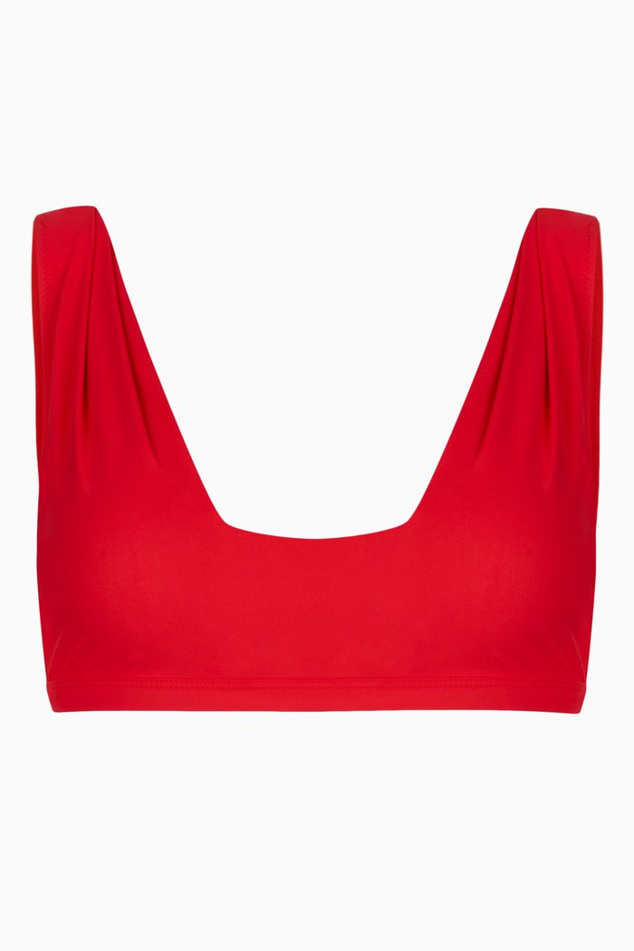 

Como Pleated Bikini Top, Red