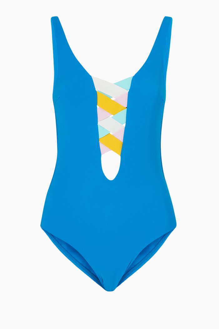 

St Martin Bandage One Piece Swimsuit, Blue