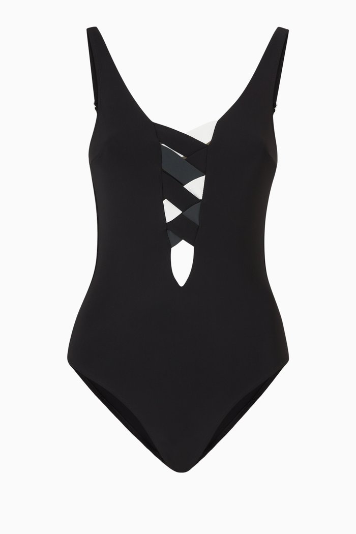 

St Martin Bandage One Piece Swimsuit, Black