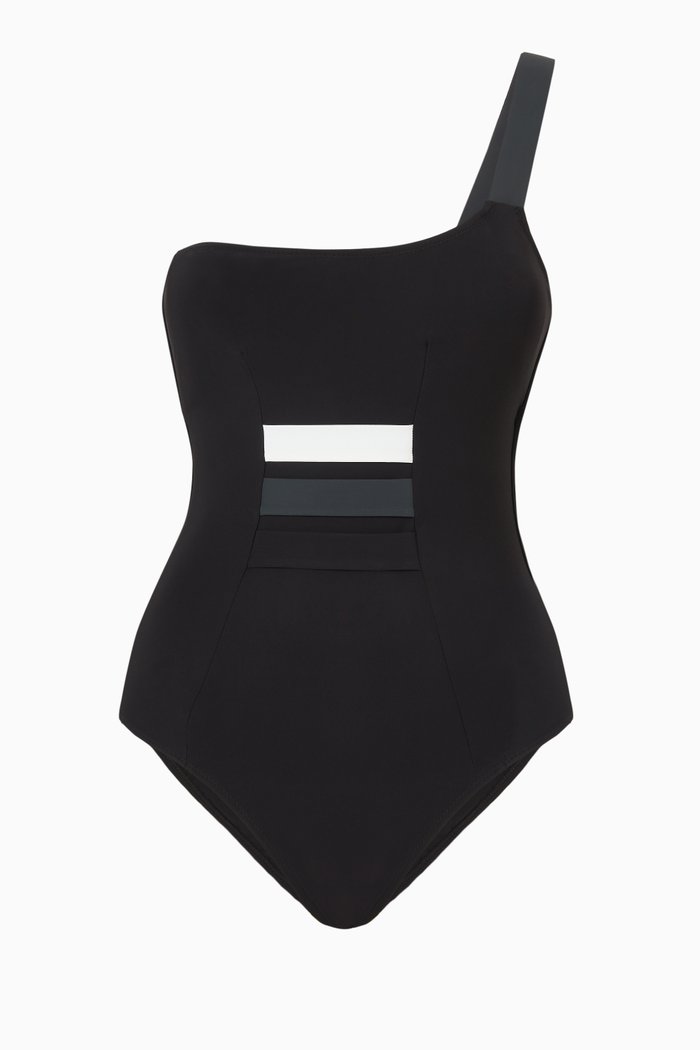 

Manhattan One Shoulder One Piece Swimsuit, Black