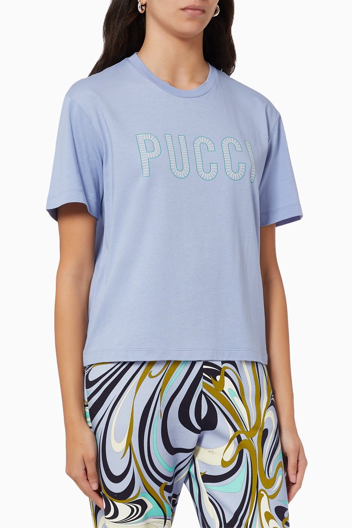Polka Dot Logo T-shirt in Cotton, Purple