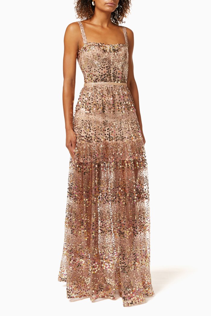 

Midnight Gown in Sequinned Tulle, Gold