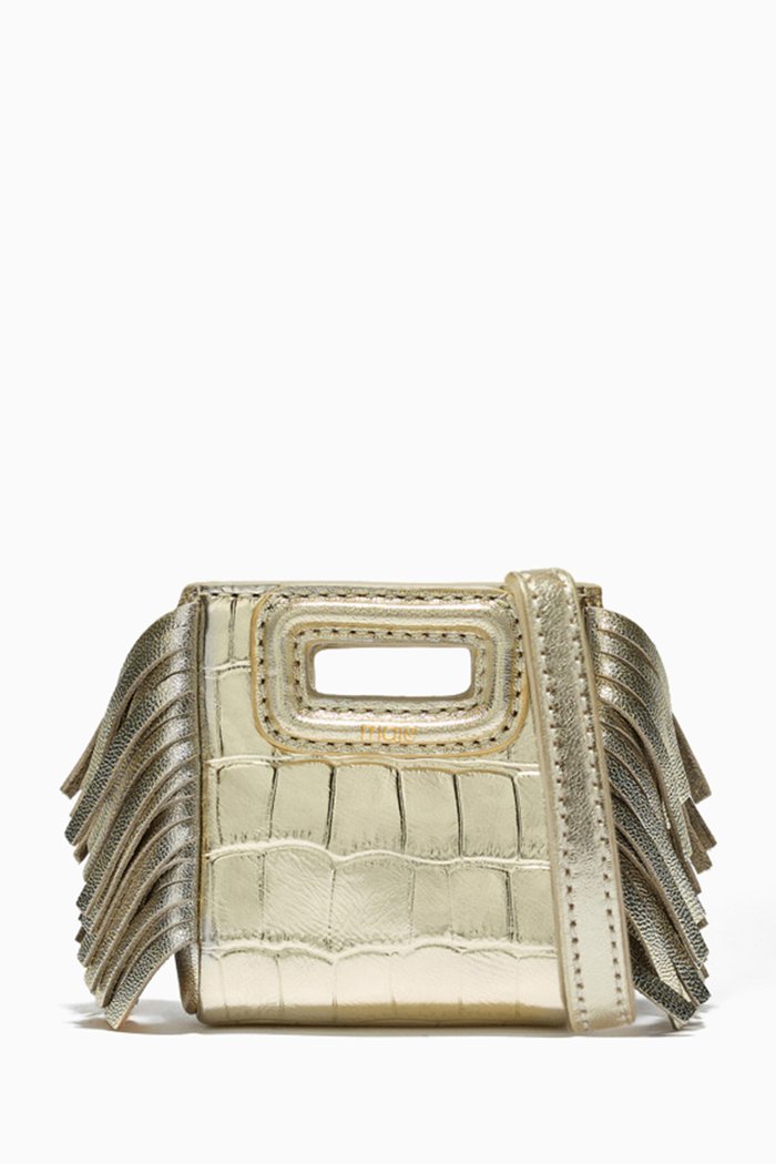 

Mini M AirPods Bag in Embossed Leather, Gold
