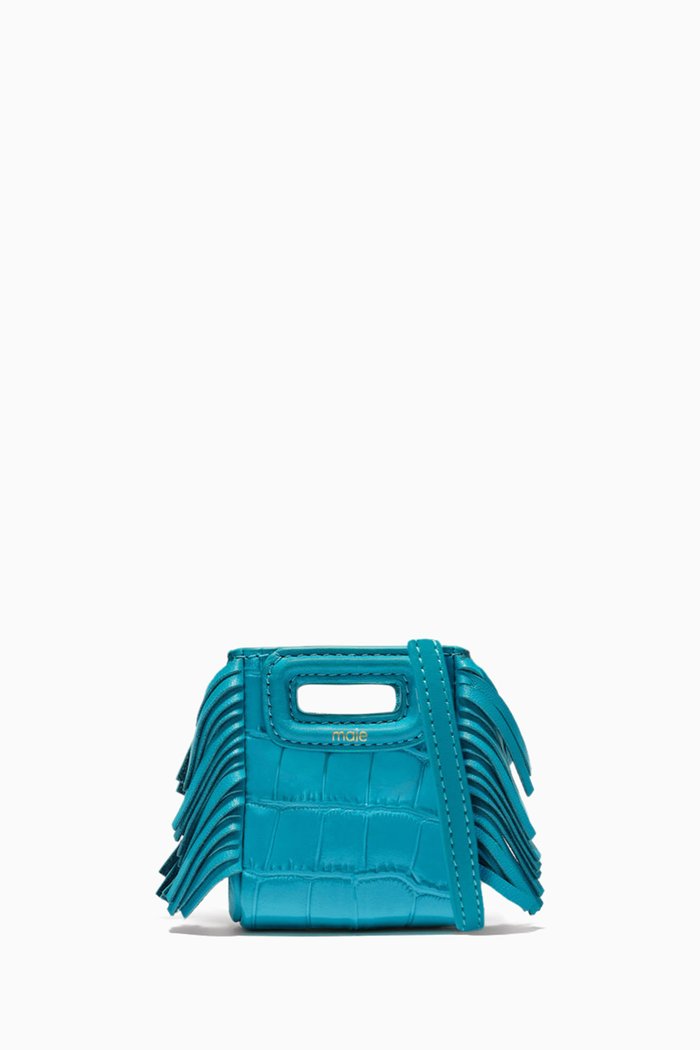 

Mini M AirPods Bag in Embossed Leather, Blue