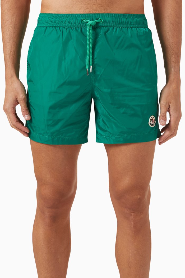 

Logo-patch Swim Shorts in Nylon, Green