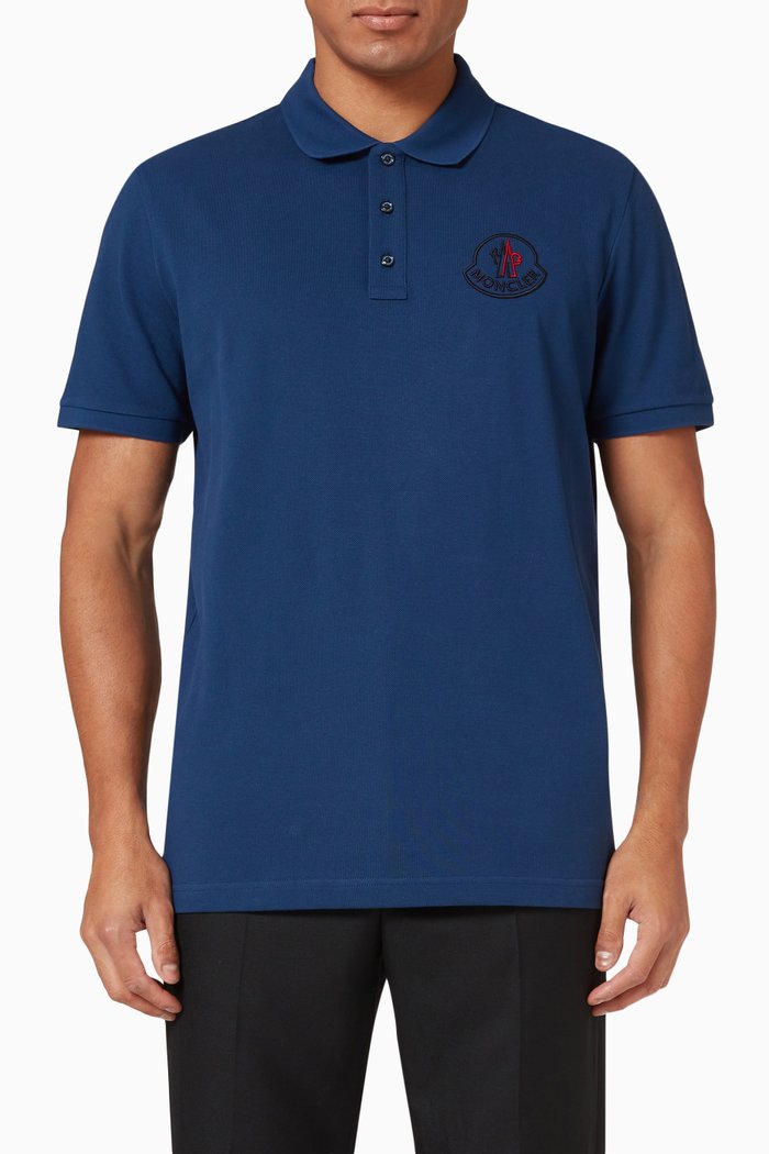 

Logo Patch Polo Shirt in Cotton, Blue