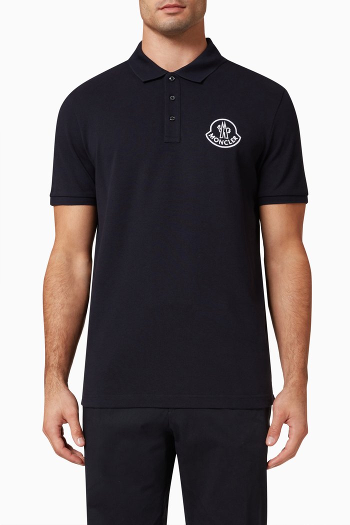 

Logo Patch Polo Shirt in Cotton, Blue