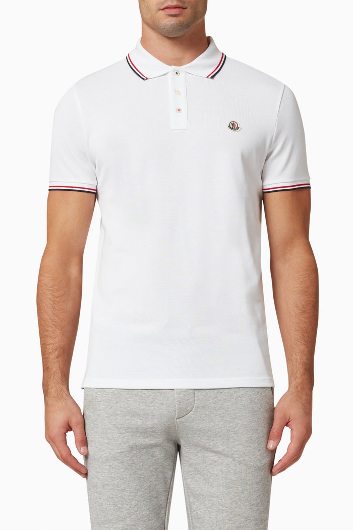 

Tipped Polo Shirt in Cotton Piqué, White