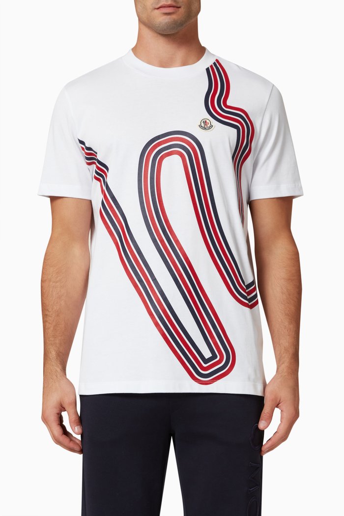 

Tricolore Striped Print T-shirt in Cotton, White