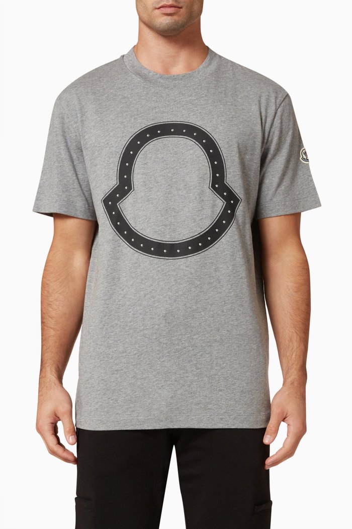 

Embellished Macro Logo T-shirt in Cotton, Black