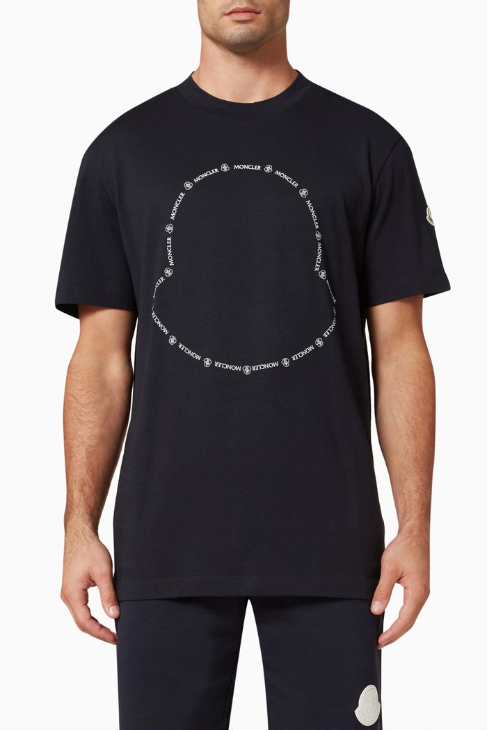 Macro Logo Print T-shirt in Cotton, Blue
