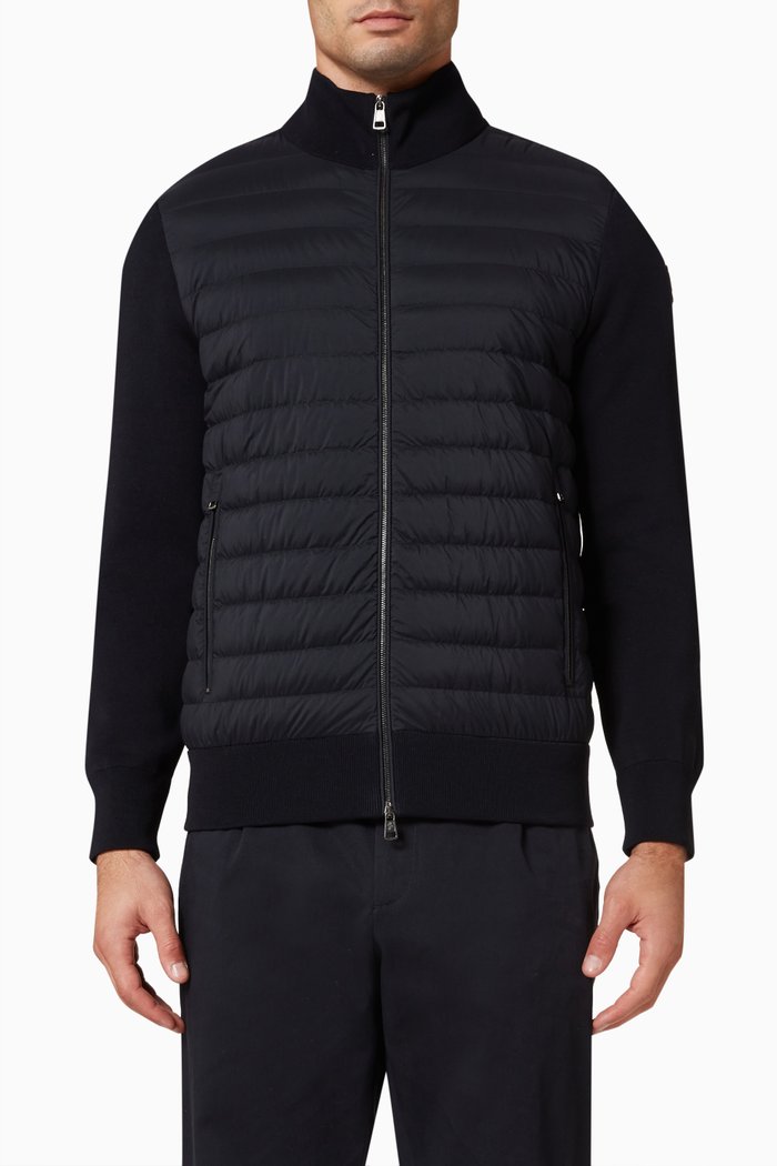 

Padded Zip Up Cardigan in Cotton & Nylon, Blue