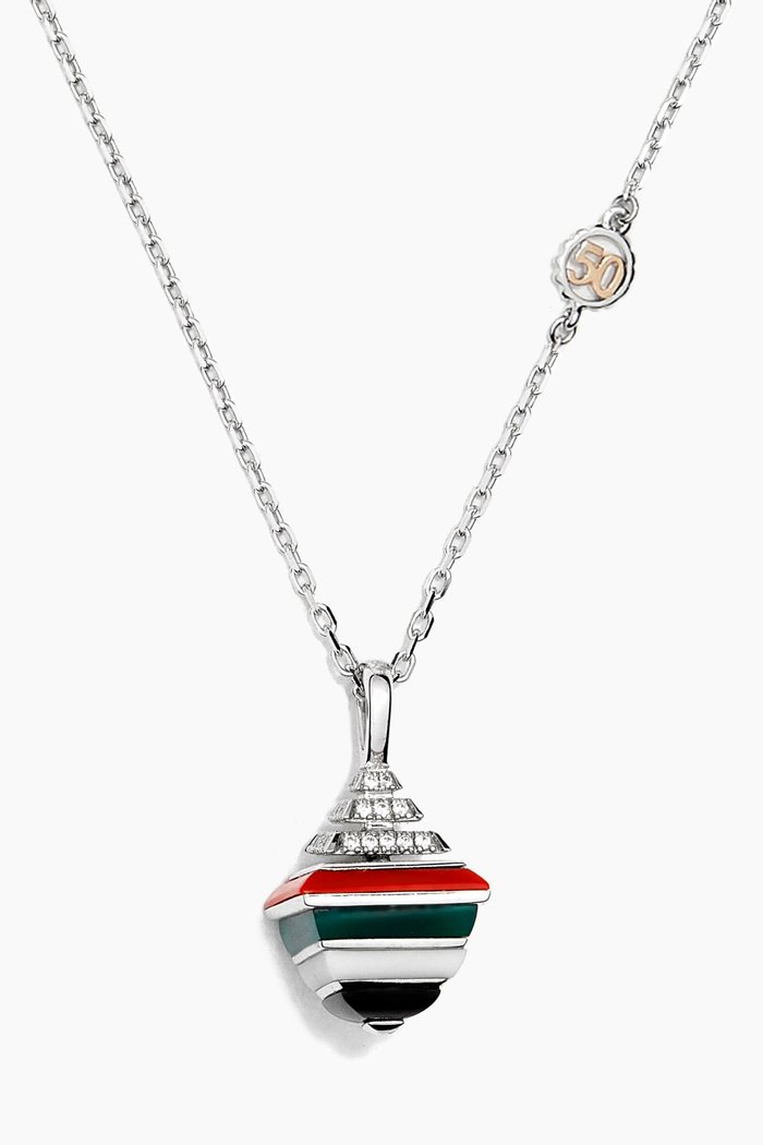 

Cleo Rev National Day Diamond Pendant Necklace in 18kt White Gold, Silver