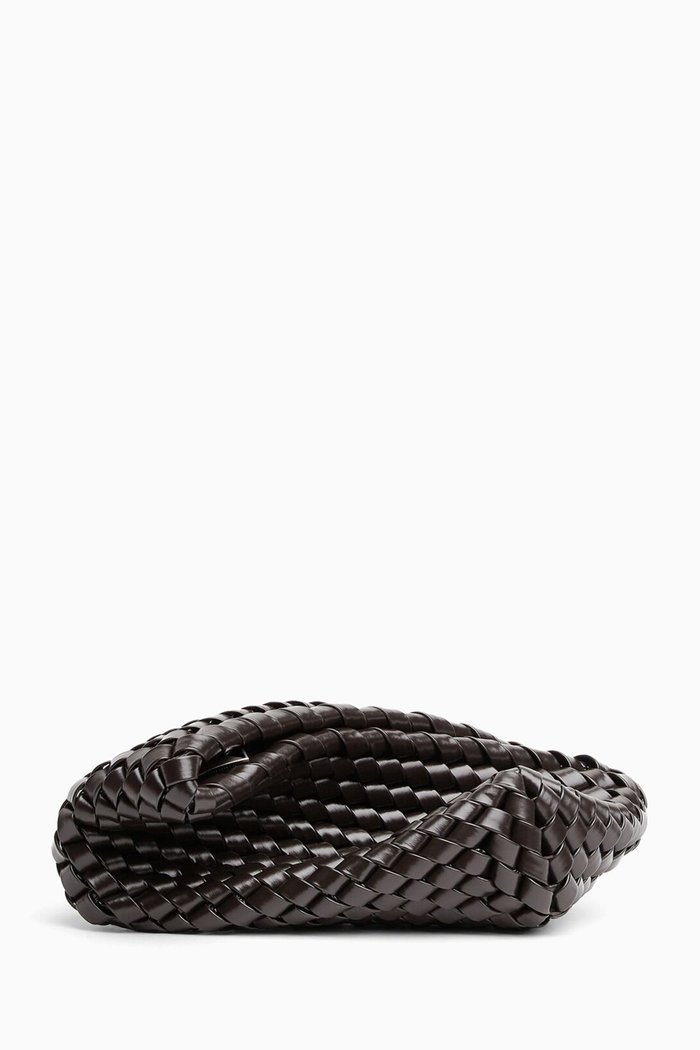 

Small Structure Clutch in Intrecciato Brushed Leather, Brown