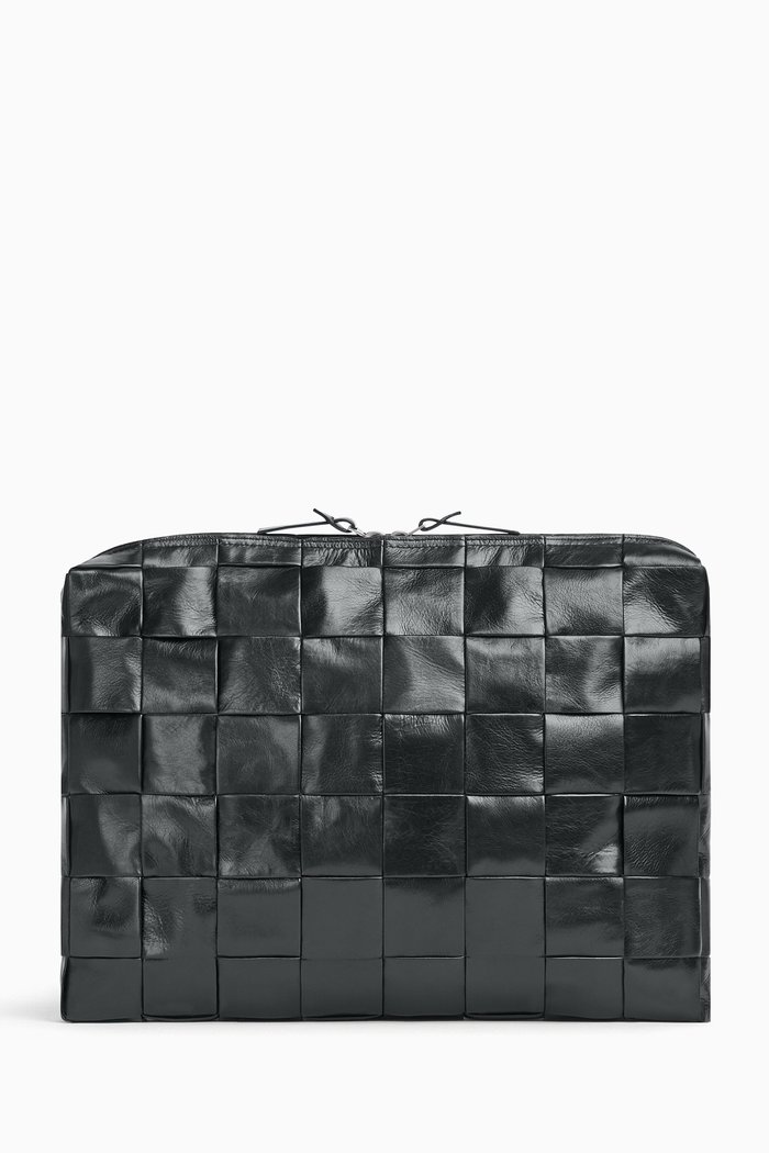 

Document Case in Intreccio Leather, Black