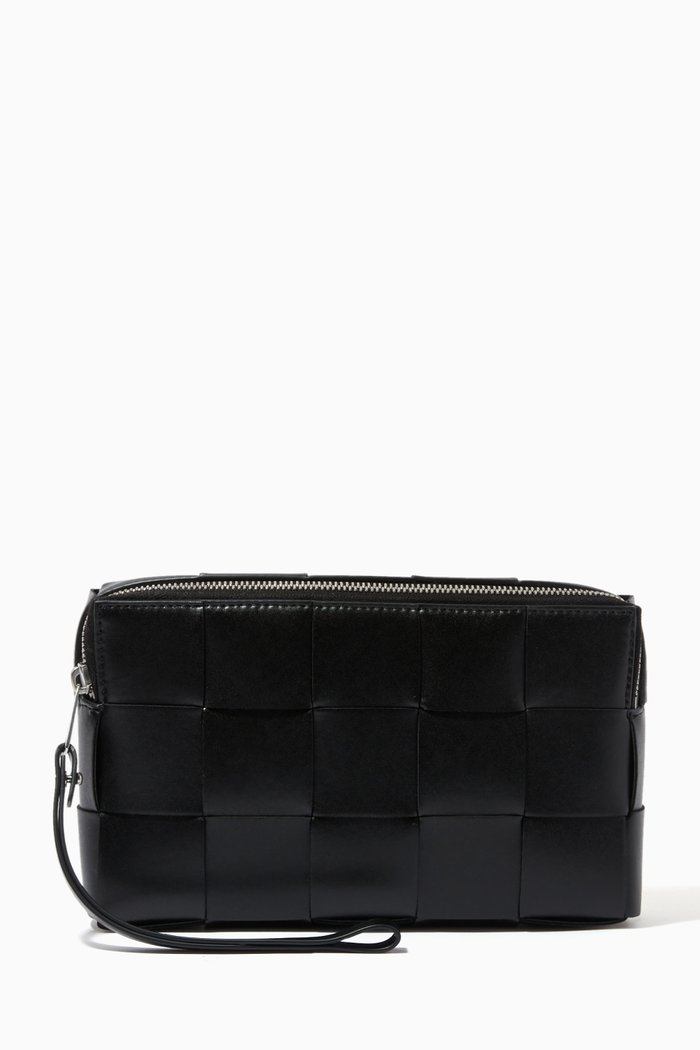 

Travel Organizer in Intrecciato Leather, Black