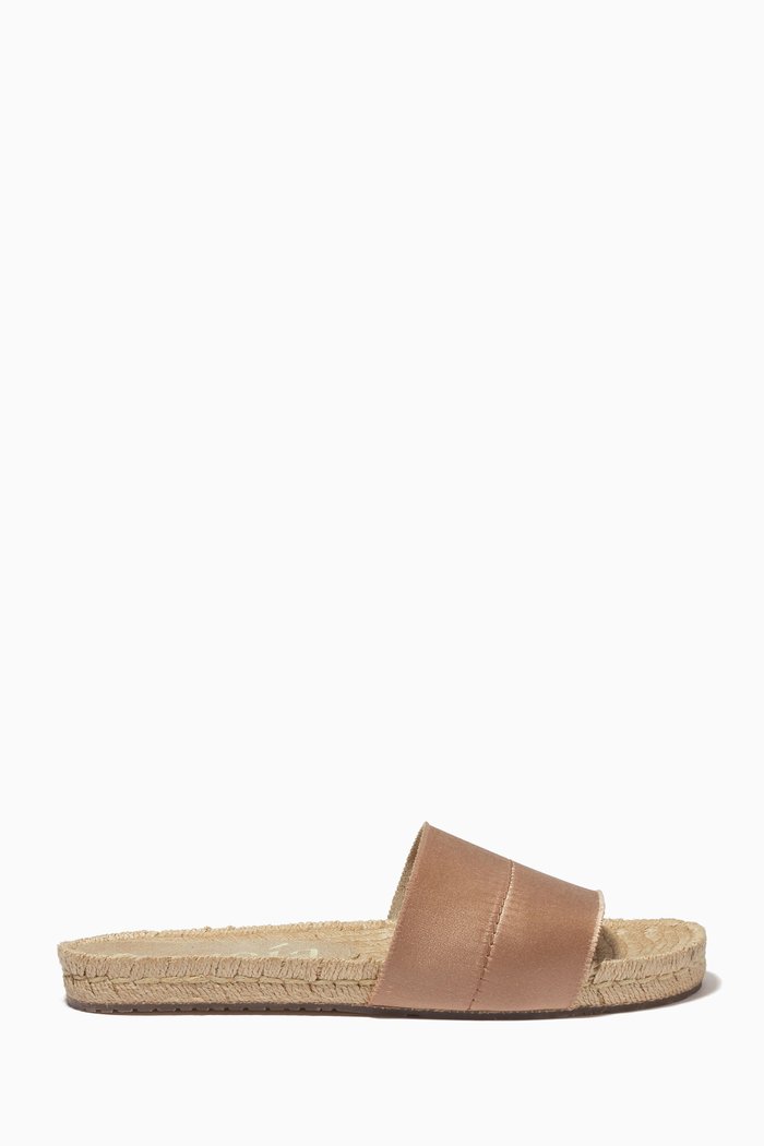 

Jordana Espadrille Slides in Silk Satin, Brown