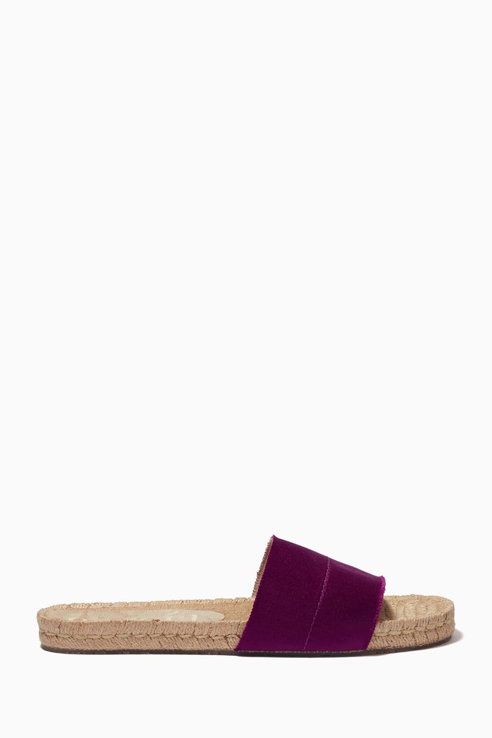 

Jordana Espadrille Slides in Silk Satin, Purple