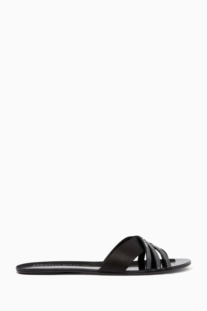 

Paty Slides in Crystal Silk Satin, Black