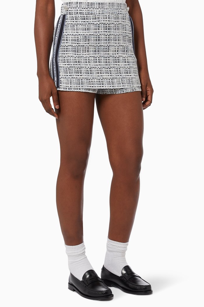 

Layered Tweed Shorts in Cotton Blend, Blue