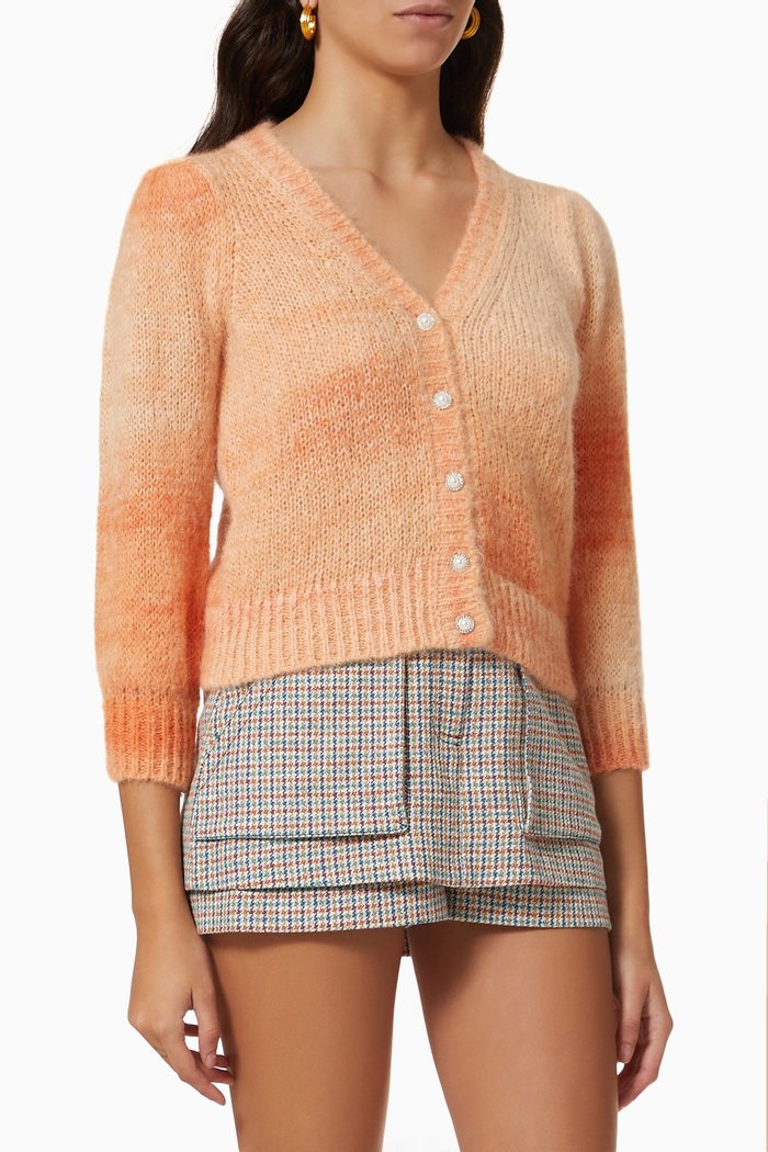 Miston V-neckline Sweater in Knit, Orange