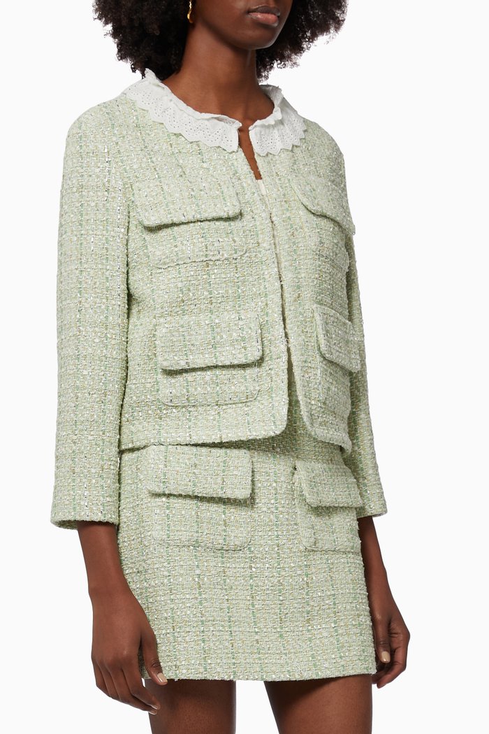

Vinova Cropped Jacket in Tweed, Green