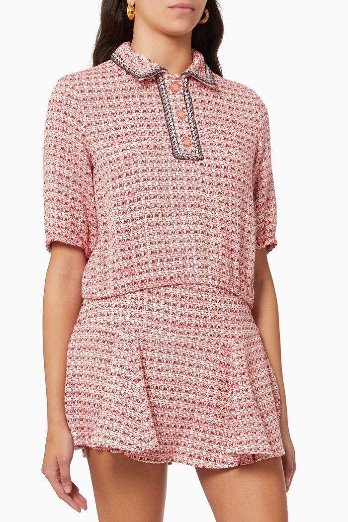 

Polo Top in Tweed, Pink
