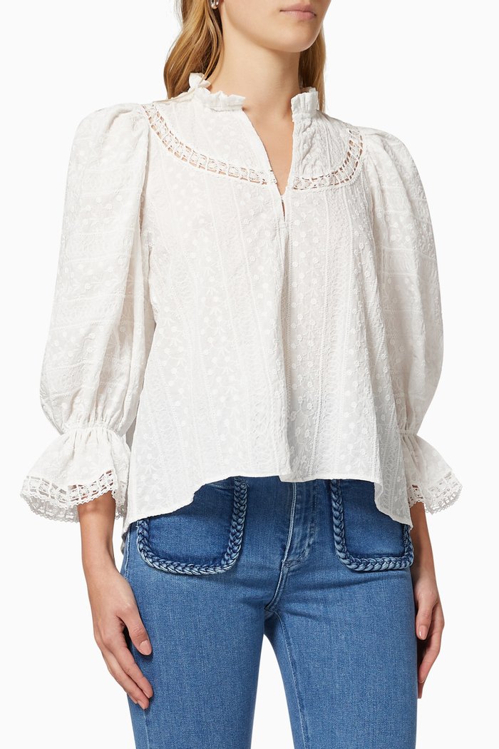 

Imoges Embroidered Blouse in Cotton Poplin, White