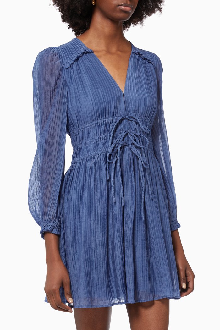 

Riala Dress in Pleated Voile, Blue