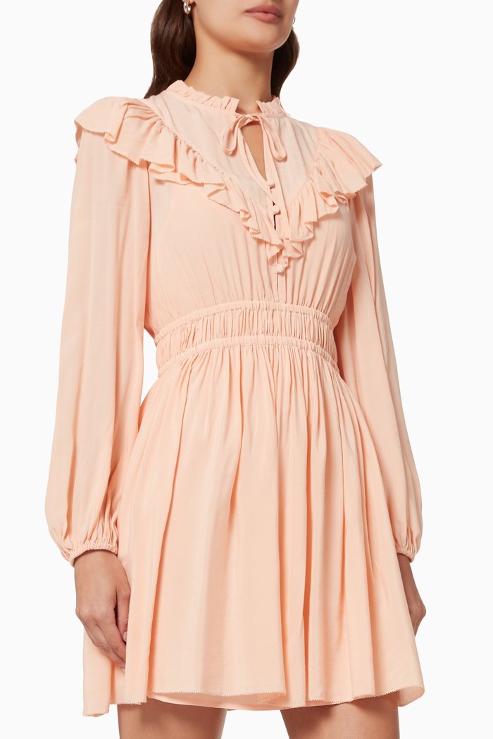 

Riava Ruffled Dress in Georgette, Pink