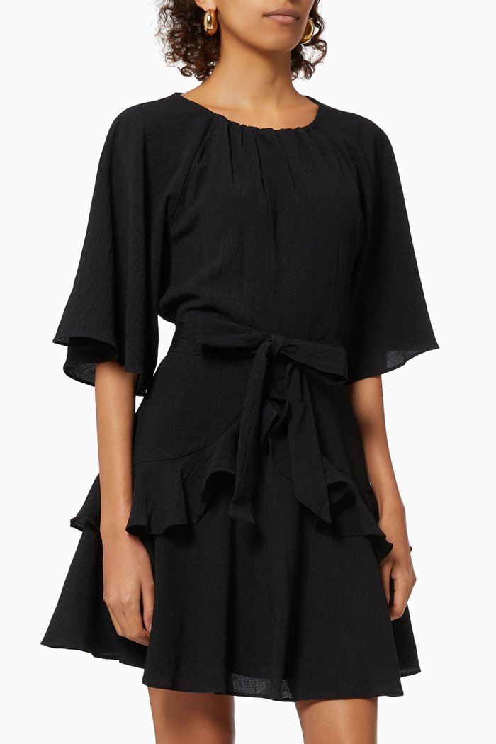 

Fatima Frill Mini Dress, Black