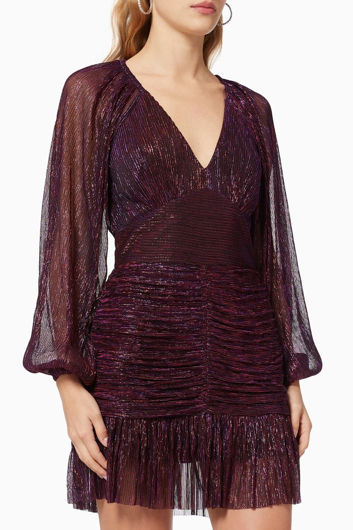 

Ines Ruched Dress in Lurex, Burgundy