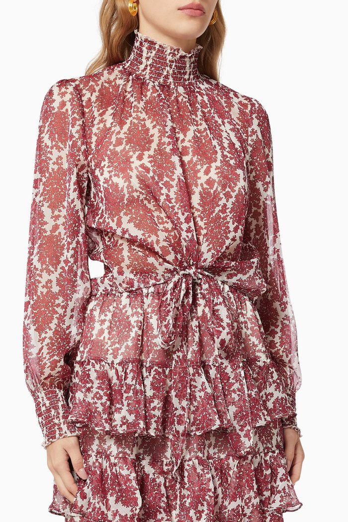 

Nadia Floral Print Blouse, Burgundy