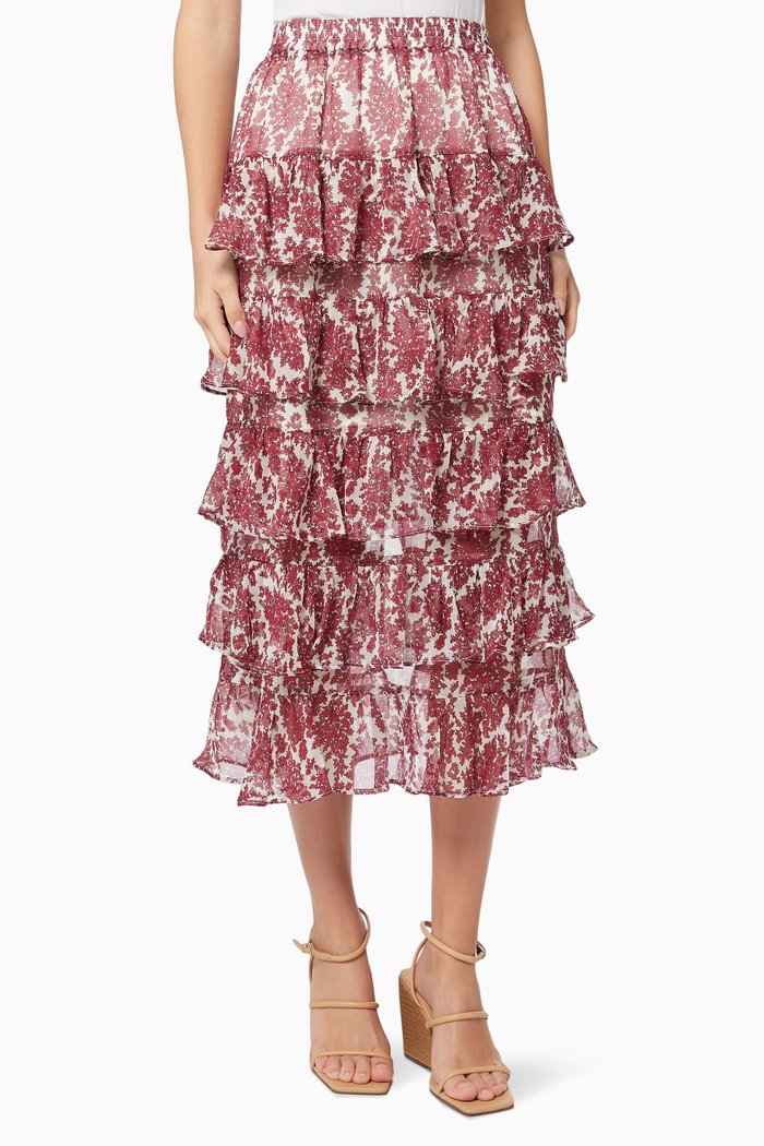 

Nadia Floral Print Midi Skirt, Burgundy