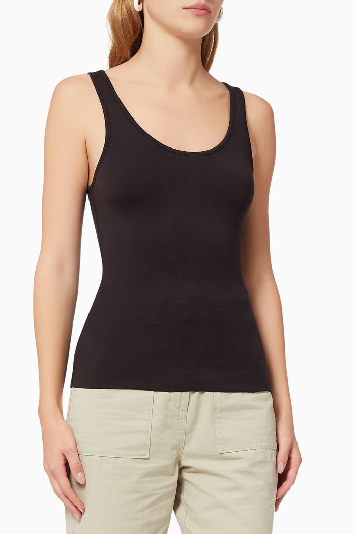 

No Bra Club Tank Top in Rib Knit, Black
