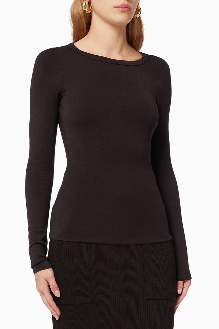

No Bra Club Top in Rib Knit, Black