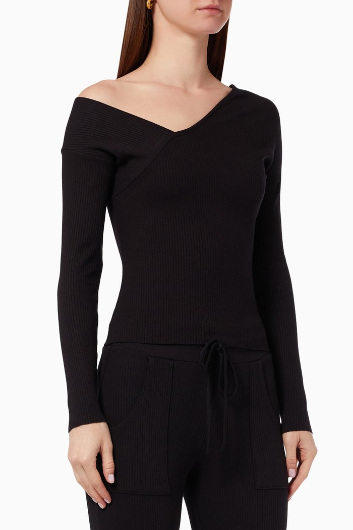 

Tilted Button Top in Jersey, Black