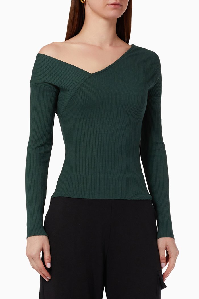 

Tilted Button Top in Jersey, Green