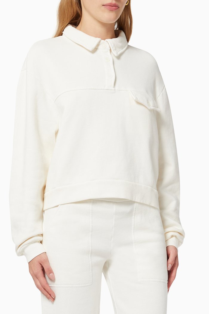 

Cropped Polo Sweatshirt in Vintage Terry, Neutral