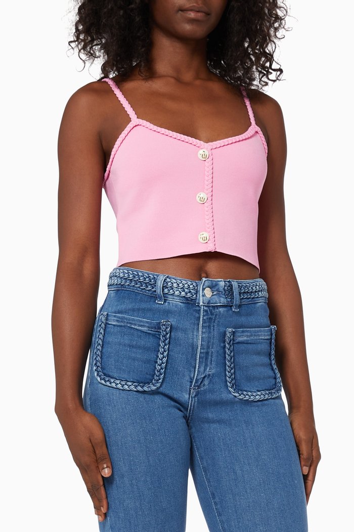 

Knit Crop Top in Viscose Knit, Pink