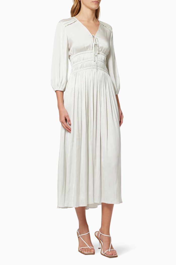 

Rinca Dress in Pleated Crepe, Green